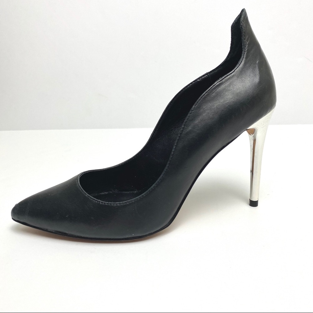ALDO Ceglia Matte Black with Shiny Silver Heel 8